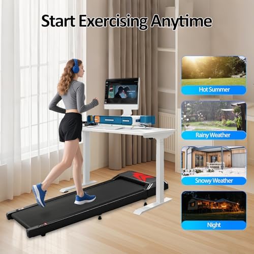 Romon Tapis De Marche, Tapis De Course Pliable Motorise Walking Pad Electrique Silencieux Inclinable Tapis Roulant 2-6Km/H avec Affichage LED Treadmill Compact pour la Maison et Le Bureau – Image 7